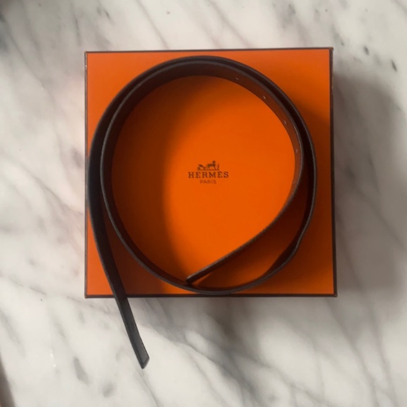 Hermes Accessories - Hermes 32mm Black/Etoupe Strap